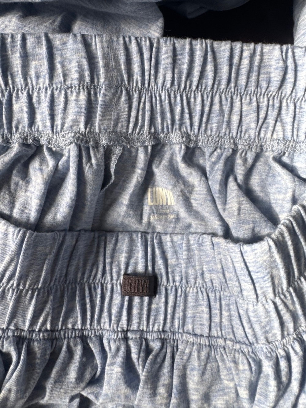 LUNYA NWOT Organic Pima Wide Leg Pant in Heathered Blue Size L
